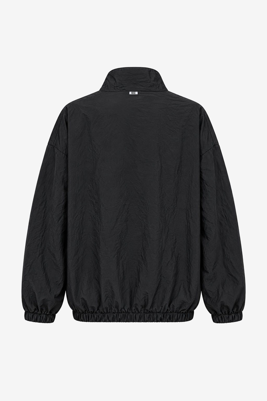 Crinkled Technical Zip Jacket Black