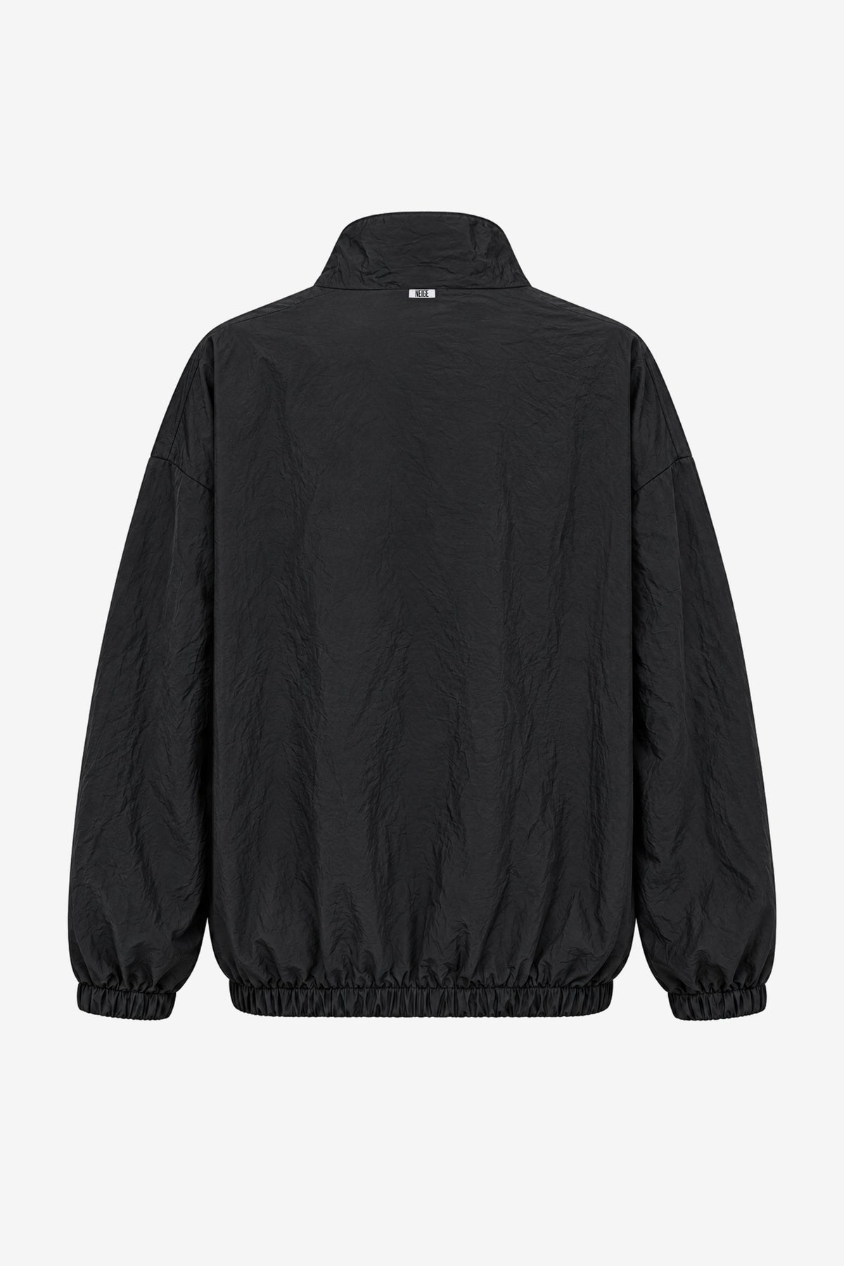 Crinkled Technical Zip Jacket Black