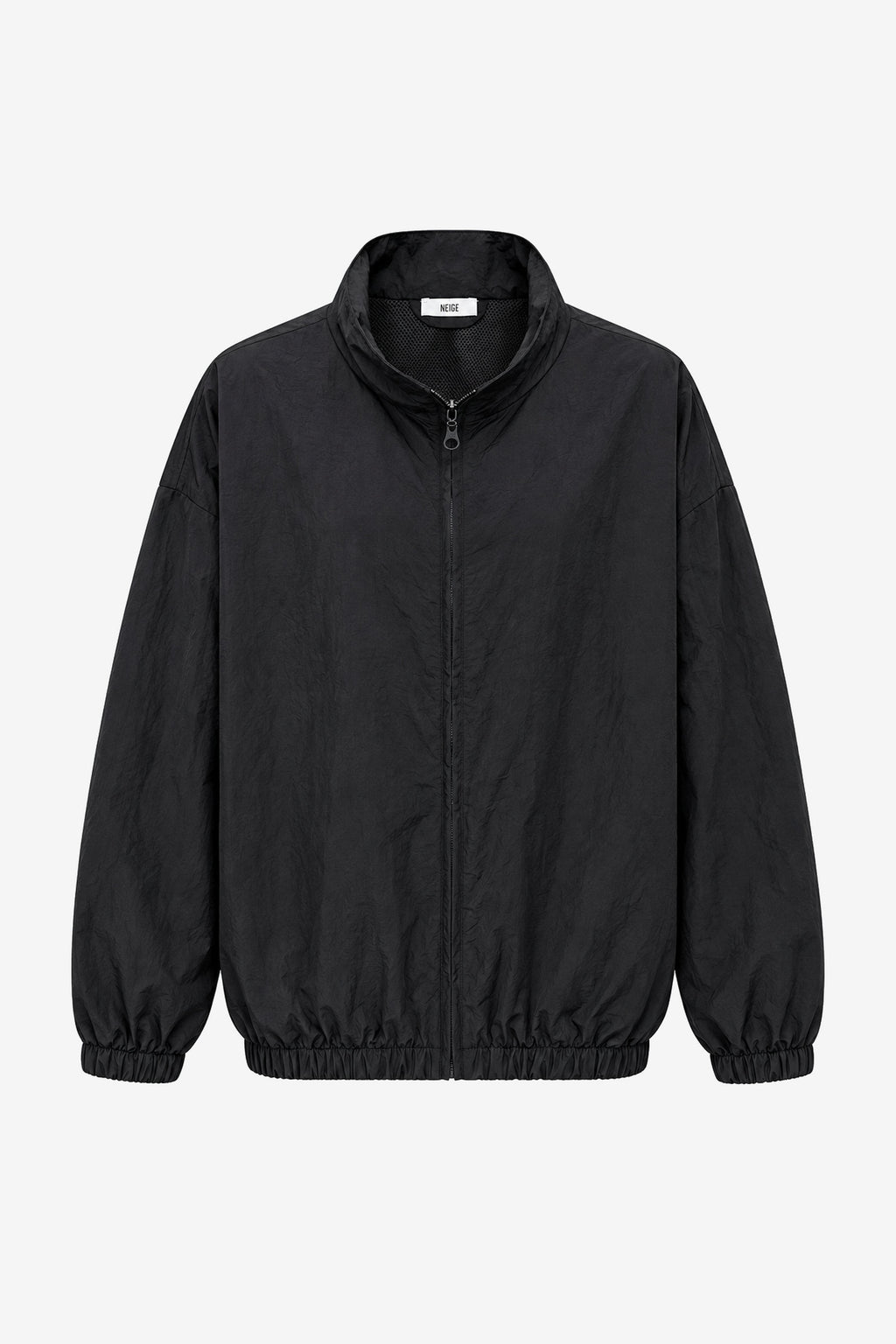Crinkled Technical Zip Jacket Black