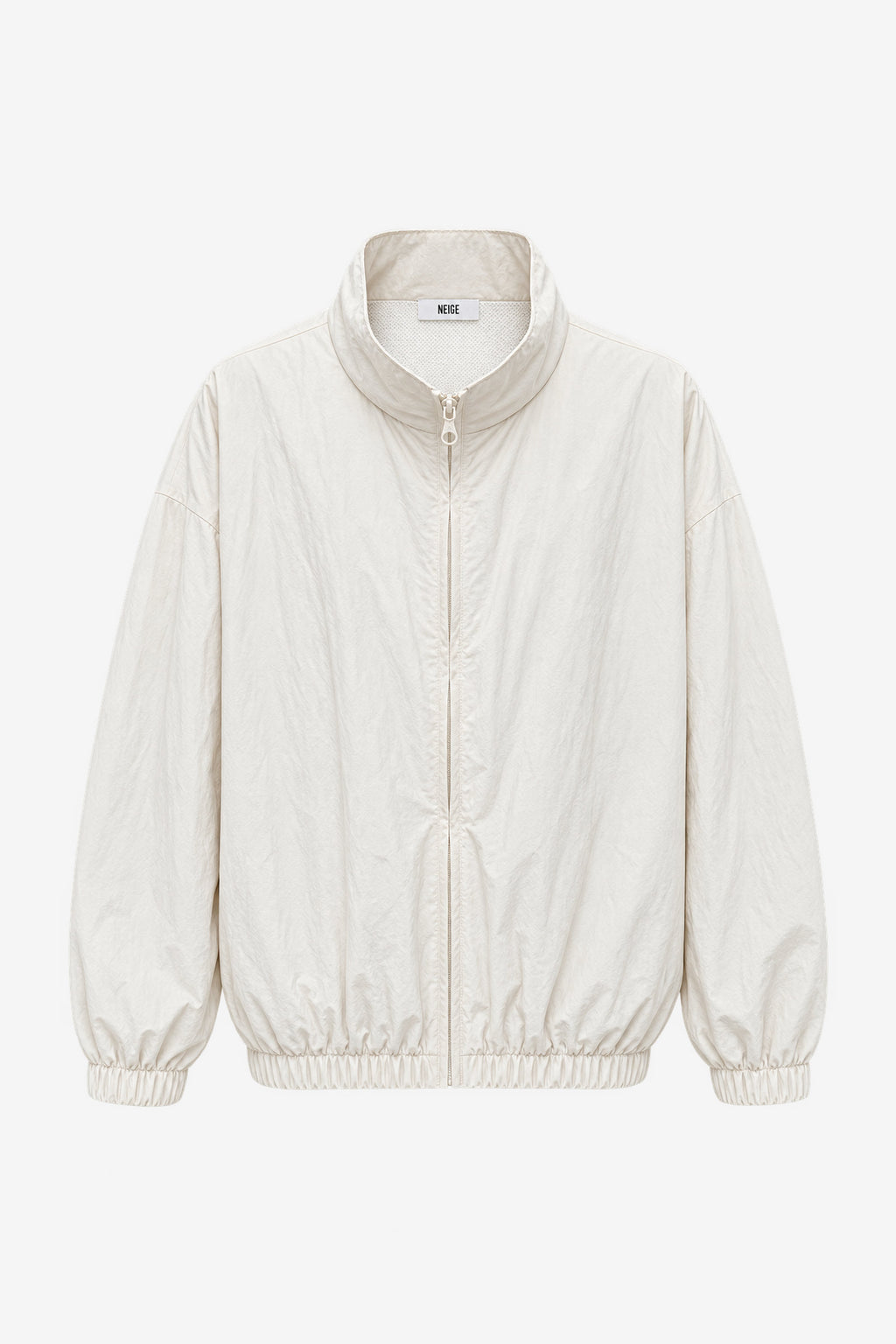 Crinkled Technical Zip Jacket Cream