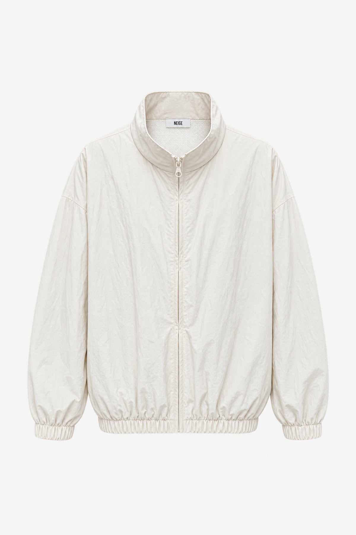 Crinkled Technical Zip Jacket Cream
