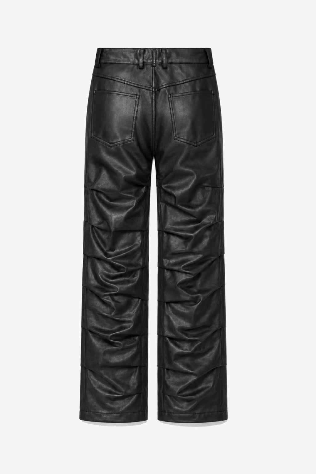 Ruched Vegan Leather Trousers — Men's Fit