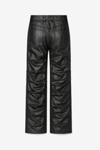 Ruched Vegan Leather Trousers — Men's Fit