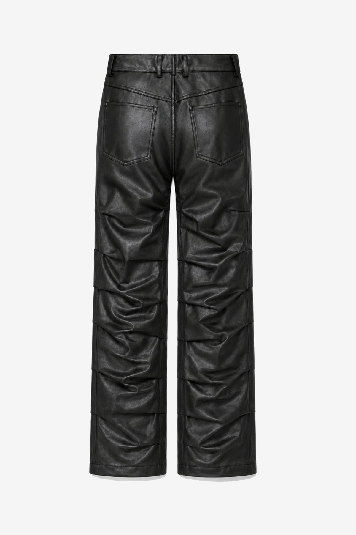 Ruched Vegan Leather Trousers — Men's Fit