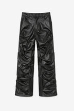 Ruched Vegan Leather Trousers — Men's Fit